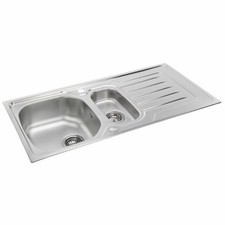Stainless Steel Kitchen Sink Carron Phoenix Onda 100cm 1.5 Bowl Inset Reversible