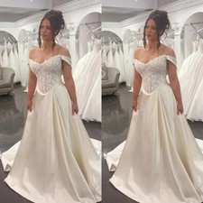 Off Shoulder Wedding Dresses A Line Elegant Beach Boho White Ivory Bridal Gowns