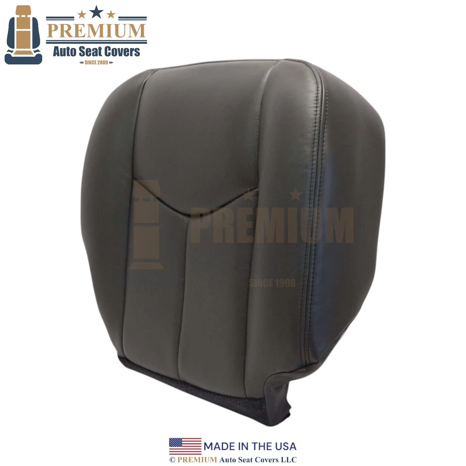 Cubiertas de asiento inferiores delanteras de cuero genuino para GMC Sierra 2003-2007 muy de peltre oscuro Foto 3 de 4