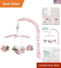 Crib Mobile for Girls - Pink Musical Baby Crib Mobile with 12 Lullabies, Flow...