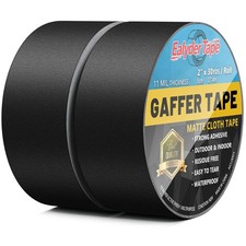 Black Gaffers Tape 2 Inch x 30 Yards Heavy Duty No Residue Waterproof 2 Pack