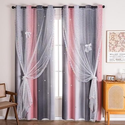 52x95 Mix & Match Double Layer Laser 52''W x 95''L (Pack of 2) Gradient Grey Pink