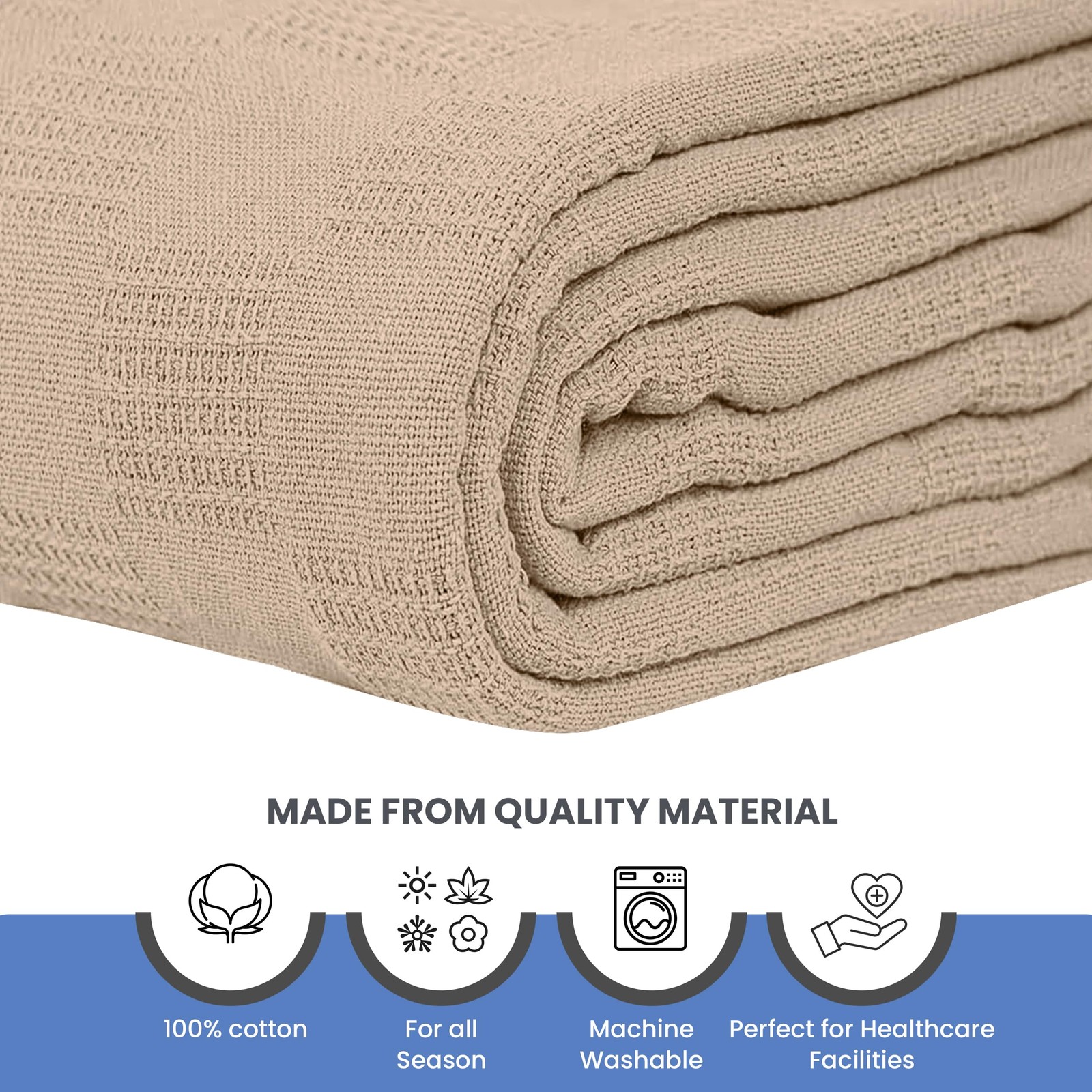 Linteum Textile Hospital Thermal SNAGLESS Spread Blanket, 100% Cotton (74x100...