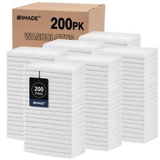 200 Pack Microfiber Washcloths 12x12 Inch White Lint Free Absorbent Soft Towels