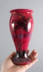 Antique WELLER LAMAR Art Pottery Iridescent Painted Palm Tree Landscape Vase