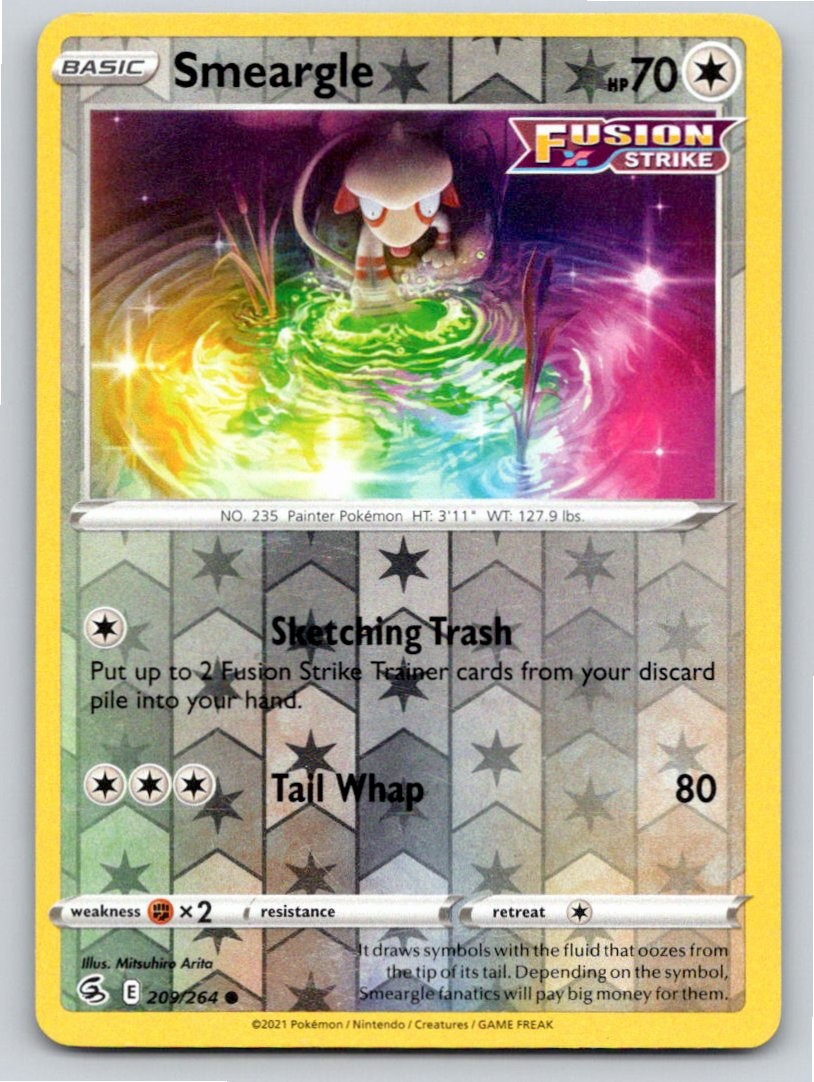 POKEMON SMEARGLE FUSION STRIKE 209/264 REVERSE HOLO COMMON LP A46028 FREE S&H