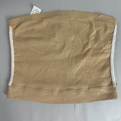 Vintage Y2K Tube Top Size L Sleeveless Retro Beige Racing Stripe Skater Grunge 