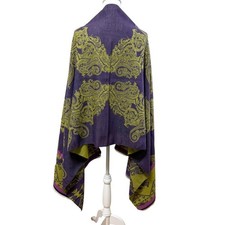 ETRO Scarf Shawl Purple x Yellow-Green 194 x 71cm