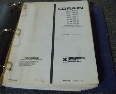 Koehring Lorain MCH180D MCH200D Truck Crane Parts Catalog Manual 12261-145 xz
