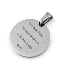 Collana unisex rotonda medaglietta Ciondolo Personalizzato Acciaio Idea Regalo