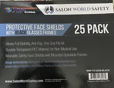 Tcp Global Salon World Safety Protective Face Shields black Glasses Frames 25 Ct