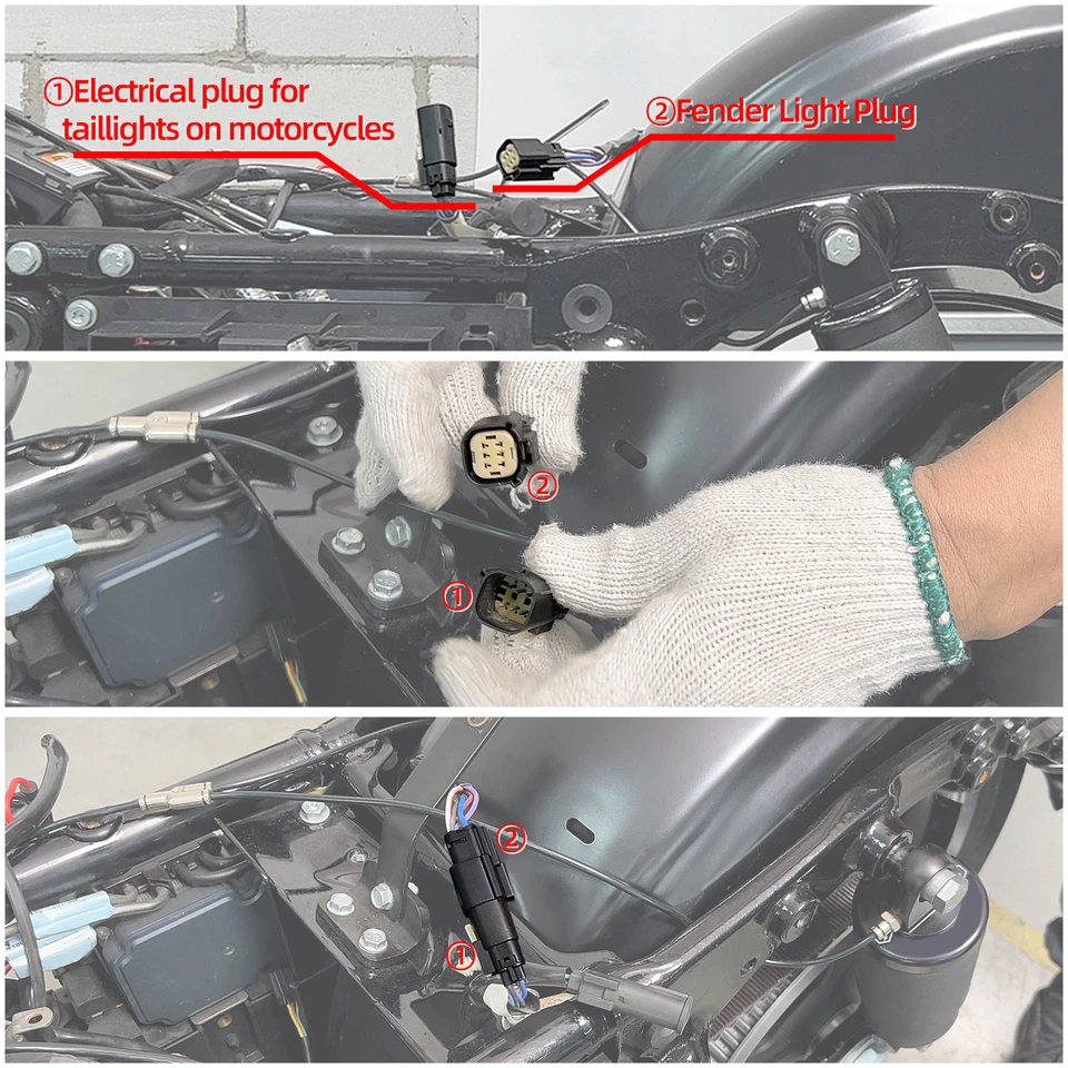 Rear Fender LED System Fit For Harley Touring Road King Street Glide 14-24 Black - Image 4 of 4