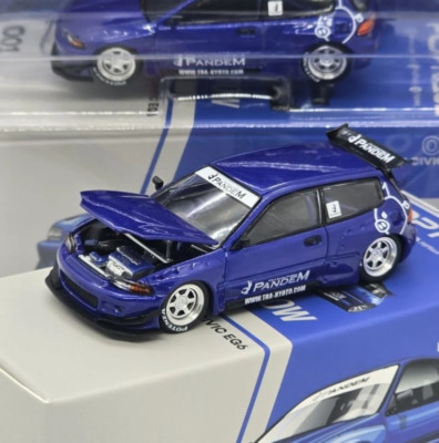 POP RACE 001 1/64 PANDEM HONDA CIVIC EG6 V1.5 METALLIC BLUE READY