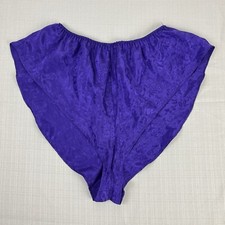 Vintage 90s Victoria's Secret Shorts Panties Purple Jacquard Rose Satin Medium