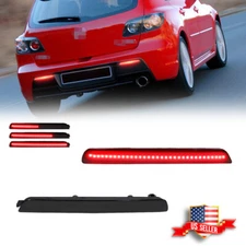 Smoked Rear Bumper Reflector LED Tail Brake Signal Lights For Mazda3 Axela 04-09