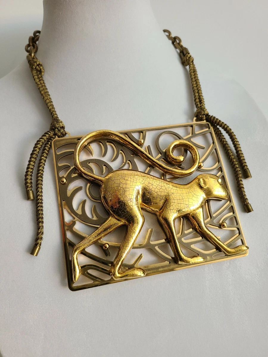 **Lanvin** Dress Monkey Plaque Statement  Necklace/Choker(Dress,Belt,Brooch,Ring)