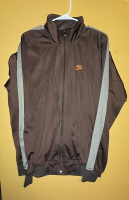 Nike Jacket Brown Gray & Orange Running Warm Light Coat Full Zip XL Men 