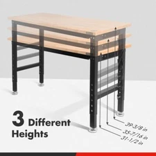 WORKPRO 48" Heavy-Duty Adjustable Workbench Rubber Wood Top Workstation 2000 LBS