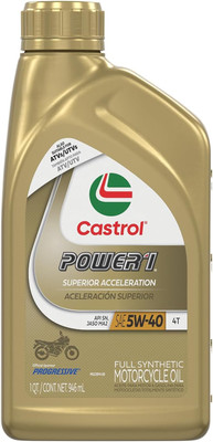 Castrol Power1 4T 5W-40 Full Synthetic Motorcycle Oil, 1 Quart, Pack of 6
