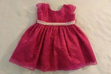 Barbie's Apparel Baby Girl Hotpink Lace Overlay Dress Sz M 3/6M