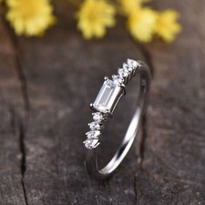 Dainty 0.4Ct Emerald Cut CZ Vintage Style Wedding Engagement Ring in 925 Silver