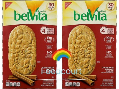 2 Packs BelVita Breakfast Biscuit Cinnamon Brown Sugar 30 ct 52.8 OZ Each Pack