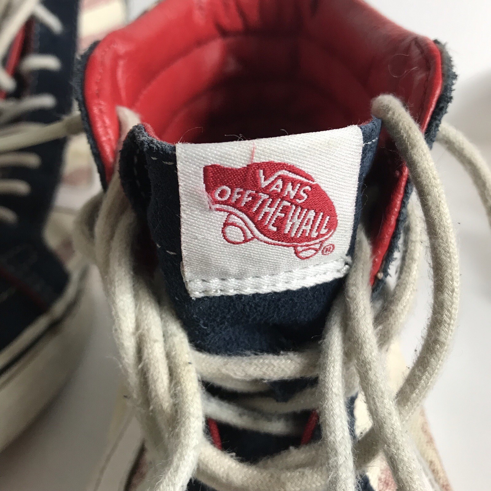 Vans Men’s 8 Women’s 9.5 Unisex Sk8 Hi American Flag Red White Blue Suede Canvas thumbnail 6