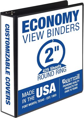  Economy 2 Inch 3 Ring Binder, Made In The Usa, Round Ring Binder, Custom
