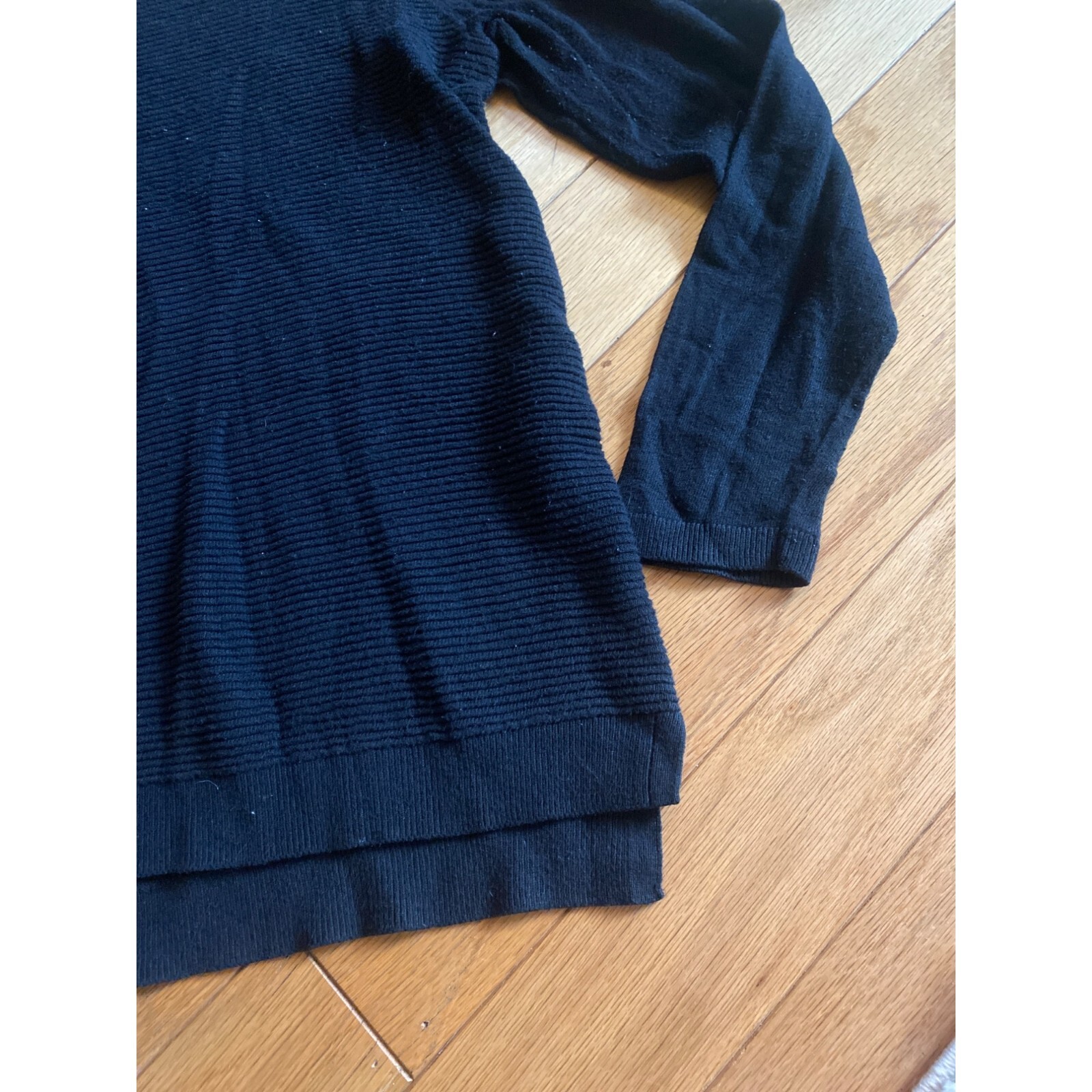Talbots, women's black ribbed, basic long sleeve … - image 2