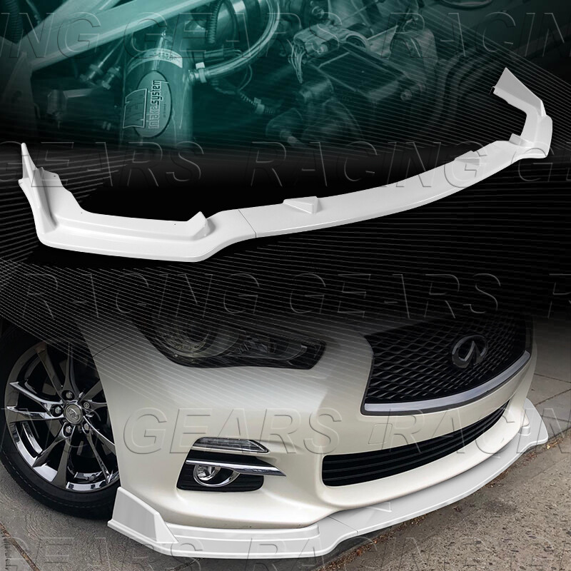 3PCS PAINTED WHITE PREMIUM FRONT BODY KIT BUMPER LIP FIT 14-17 INFINITI Q50
