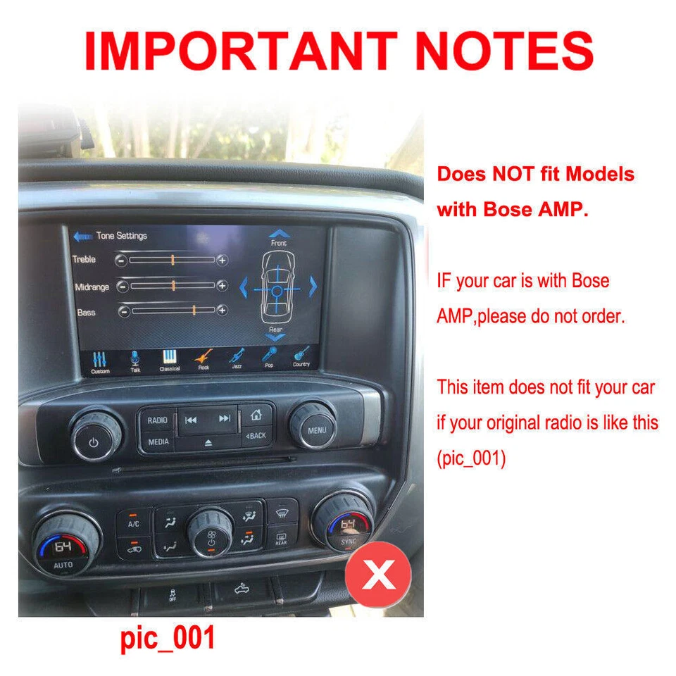 For 2014 2015 2016 Chevrolet Silverado 1500 Apple Carplay Radio Android 13 GPS - Image 4 of 4