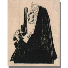 Monja con pistola, SELLO DE GOMA, religioso, religión, hermana, oración, iglesia, Dios, NUEVO
