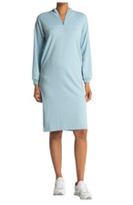 STITCHDROP Sweatshirt Dress Womens S Blue Quarter Zip French Terry Mock Neck NWT