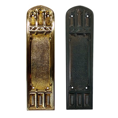Gothic Greek Revival Style Solid Brass Push Plate with Arched Top