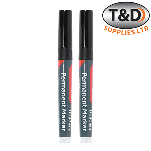 Timco Permanent Marker Black Fine Tip Pen Waterproof Multi Surface Marker Pens