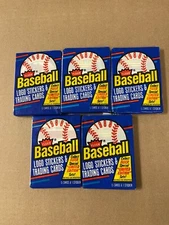 5 Unopened 1988 Fleer Baseball Wax Packs Sealed New Lot 15 Cards Per Pack