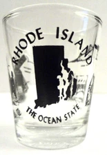 RHODE ISLAND SHOT GLASS VINTAGE TRAVEL SOUVENIR OCEAN STATE NEWPORT JAMESTOWN