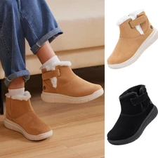 FitVille Women's Winter Boots Wide Width Ankle Snow Boot with Furry Adjustable