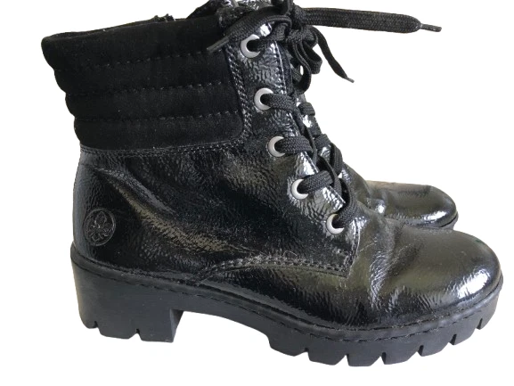Rieker Damen Winter  Stiefel, Schnürer  Gr. 42 Lack/schwarz gefüttert - Bild 3 von 4