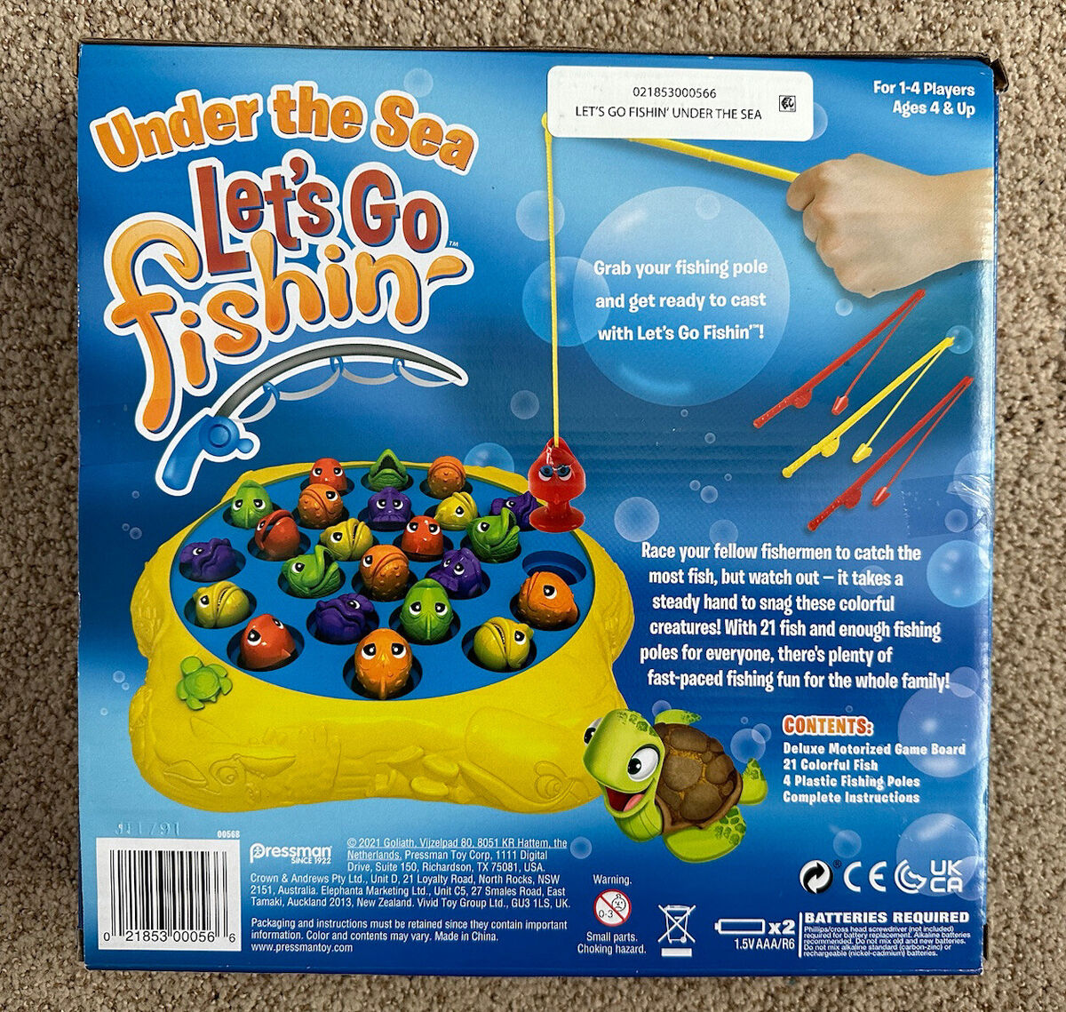 Let's Go Fishing Board Game, 1-4 Players, Ages 4 & Older