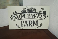 Rustic Primitive Farmhouse FARM SWEET FARM Vintage Style Sign wall art handmade