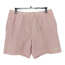 Chaps Mens Shorts Swim Trunks XL Seersucker Red White Preppy Mesh Lined Pocket