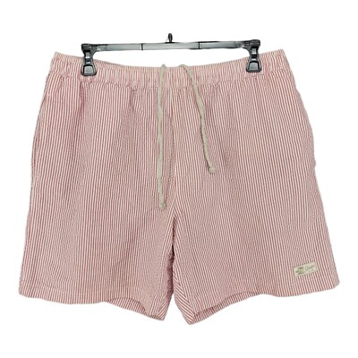 Chaps Mens Shorts Swim Trunks XL Seersucker Red White Preppy