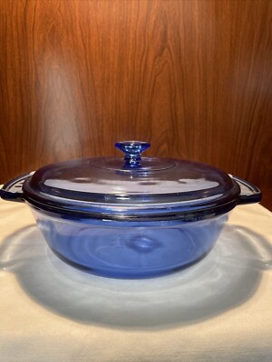 Anchor Hocking Cobalt Blue 2 Qt Covered Casserole Round Baking Dish W/Lid CLEAN