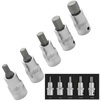 BlueSpot 5tlg Sechskant-Steckschlüsselsatz H7 - H14 metrisch 1/2'' Antrieb Innensechskant 01507