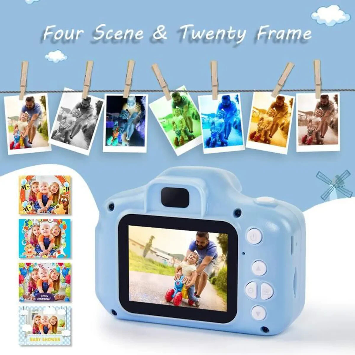 Appareil Photo Enfant Bleu – 8MP/1080p, Résistant Aux Chocs, + Carte 32 Go
