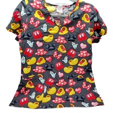 Disney Scrub Top Size Small Black Ears Shoes Minnie Mouse