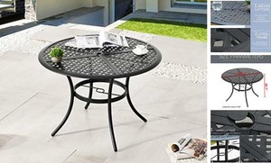 table wrought iron round patio cast dining metal outdoor