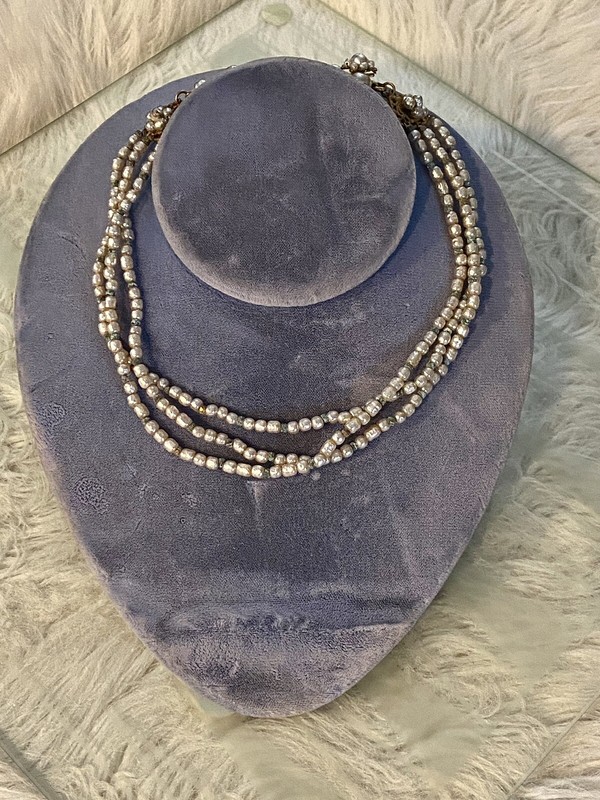 Vintage SIGNED MIRIAM HASKELL Baroque Pearl Multi Strand Necklace
