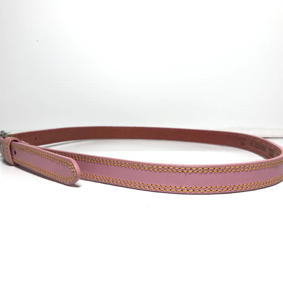 GAP女式腰带中号粉色皮革薄缝线休闲牛仔裤银色扣 — 第 3/4 张图片